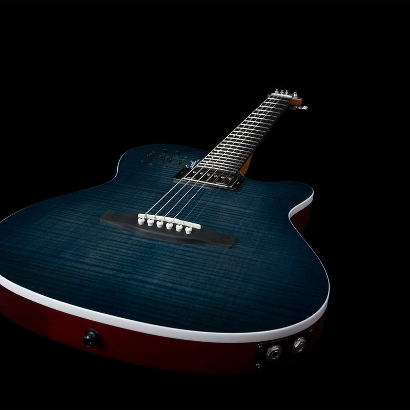 Godin A6 Ultra Electric Guitar ~ Denim Blue Flame