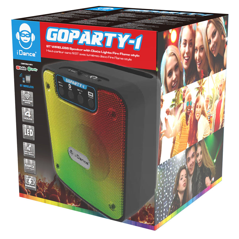 iDance GoParty 1 Rechargeable BT Wireless Speaker with Disco Lights - 5W