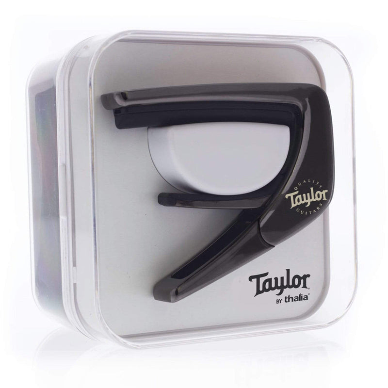 Taylor® by Thalia Black Chrome Capo ~ White Pearl with Black Taylor Logo Inlay