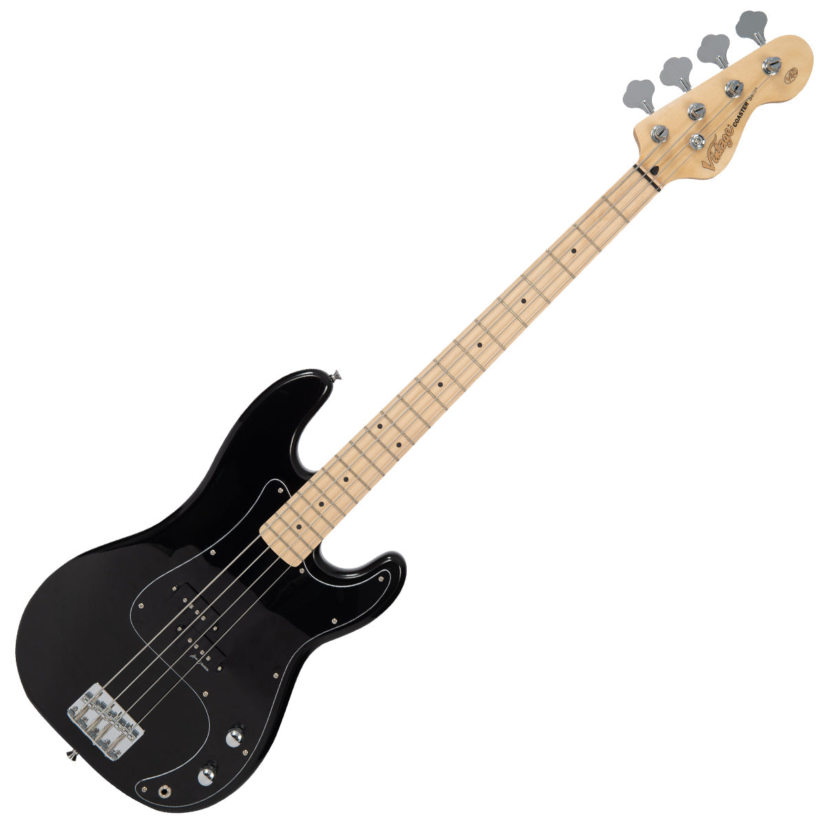 Vintage V40 Maple Coaster Series Bass Guitar Boulevard Black