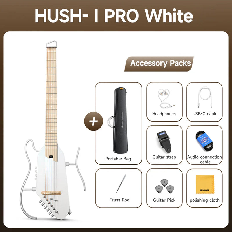 Donner HUSH-1PROWH Guitar ~ White