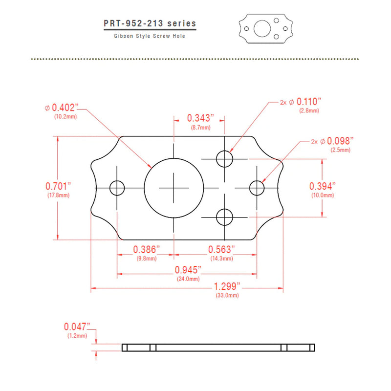 GraphTech Ratio Plate For Gibson Style Screw Hole ~ Nickel (1pc)