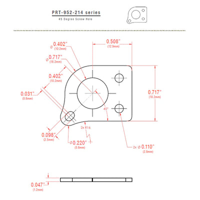 GraphTech Ratio Plate For 45 Degree Screw Hole ~ Nickel (1pc)