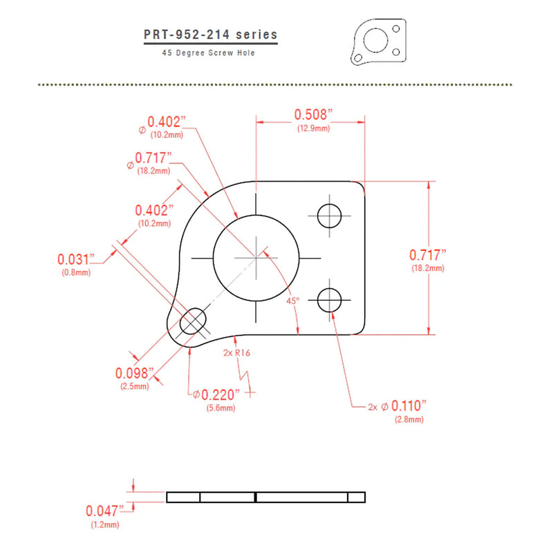 GraphTech Ratio Plate For 45 Degree Screw Hole ~ Nickel (1pc)