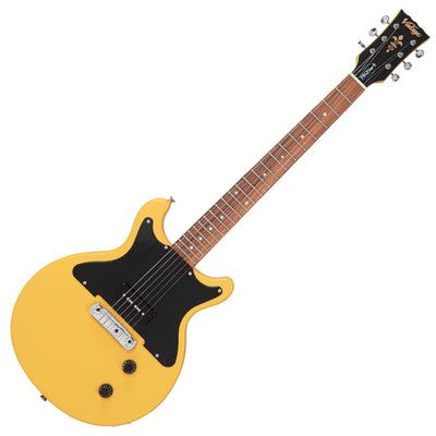 Vintage V130 ProShop Unique Electric Guitar ~ Matte TV Yellow