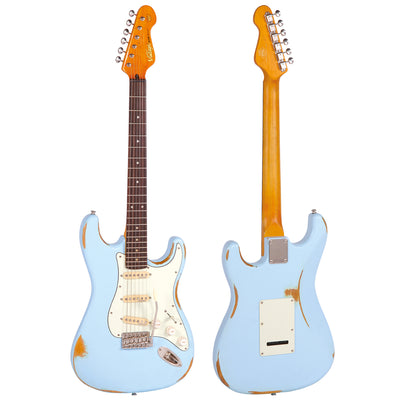 Vintage V6 ICON Electric Guitar ~ Distressed Laguna Blue