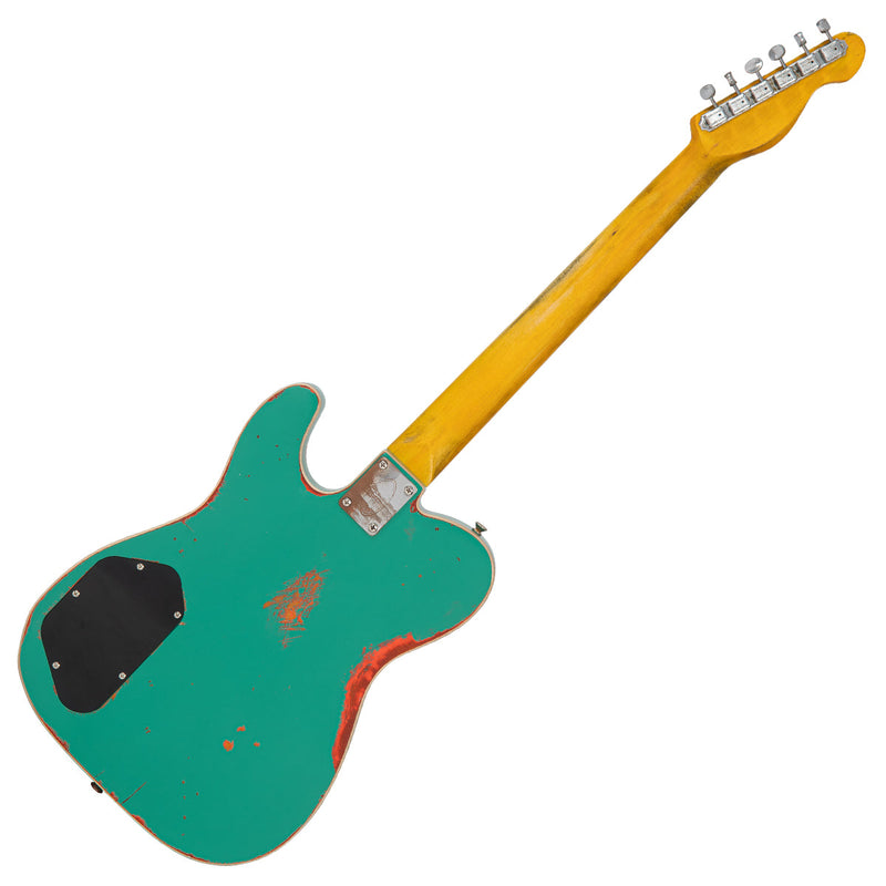 Aged Green Over Neon Orange Vintage Revo VRBT72 ProShop Unique Electric Guitar