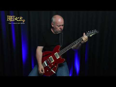 Fret-King Elise Custom with vintage style Vibrato ~ Cherry Red