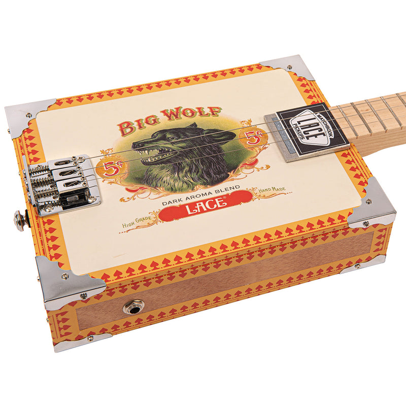 Lace Cigar Box Electric Guitar ~ 3 String ~ Big Wolf