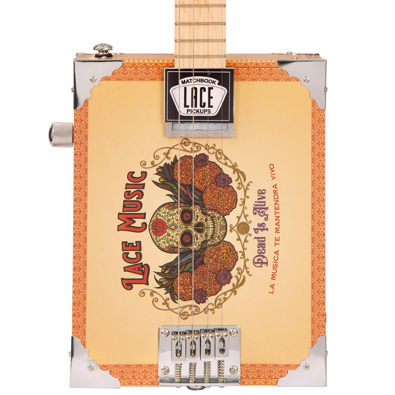 Lace Cigar Box Electric Guitar ~ 4 String ~ Dead Is Alive