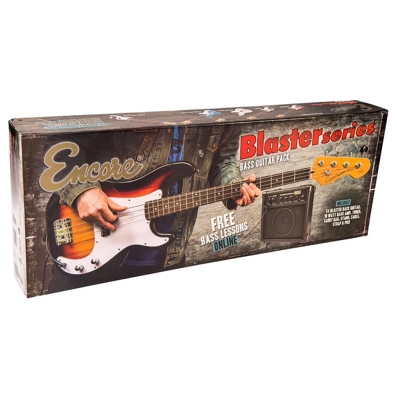 Encore E4 Bass Guitar Pack ~ Candy Apple Blue