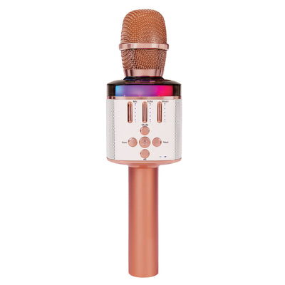Easy Karaoke Bluetooth® Wireless Microphone with Speaker and Lights ~ Rose Gold