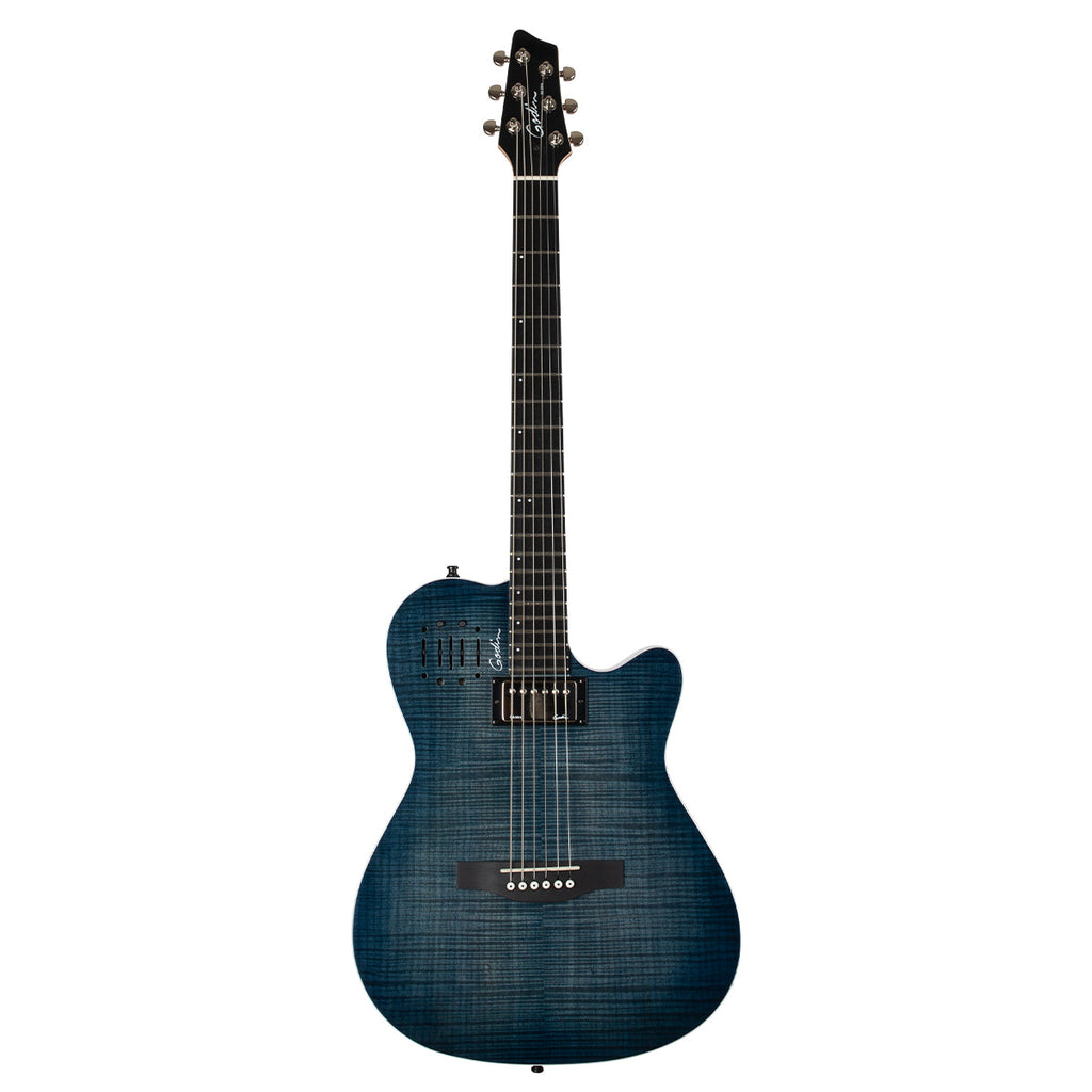 Godin A6 Ultra Electric Guitar ~ Denim Blue Flame – Ivor Mairants  