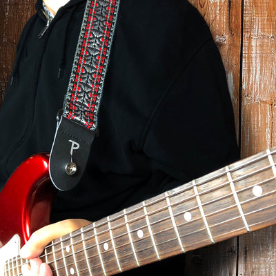 Perri's 2" Retro Hootenanny Poly Guitar Strap ~ Silver Red