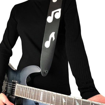 Perri's 2.5" Famous Guitar Strap ~ Black with Musical Notes