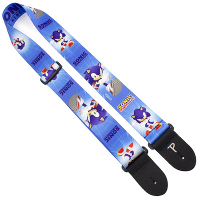 Perri's Official Sonic The Hedgehog Polyester 2" Guitar Strap ~ Blue Pattern