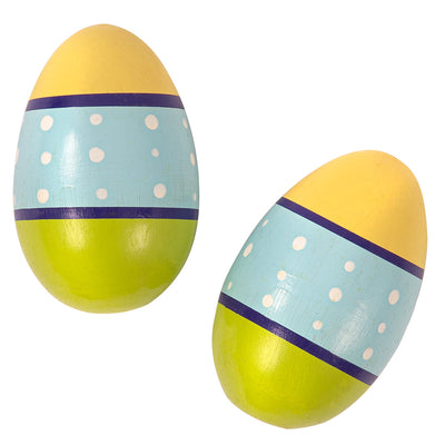 PP World 'Early Years' Wooden Egg Shakers ~ Pair ~ Yellow/Blue/Green