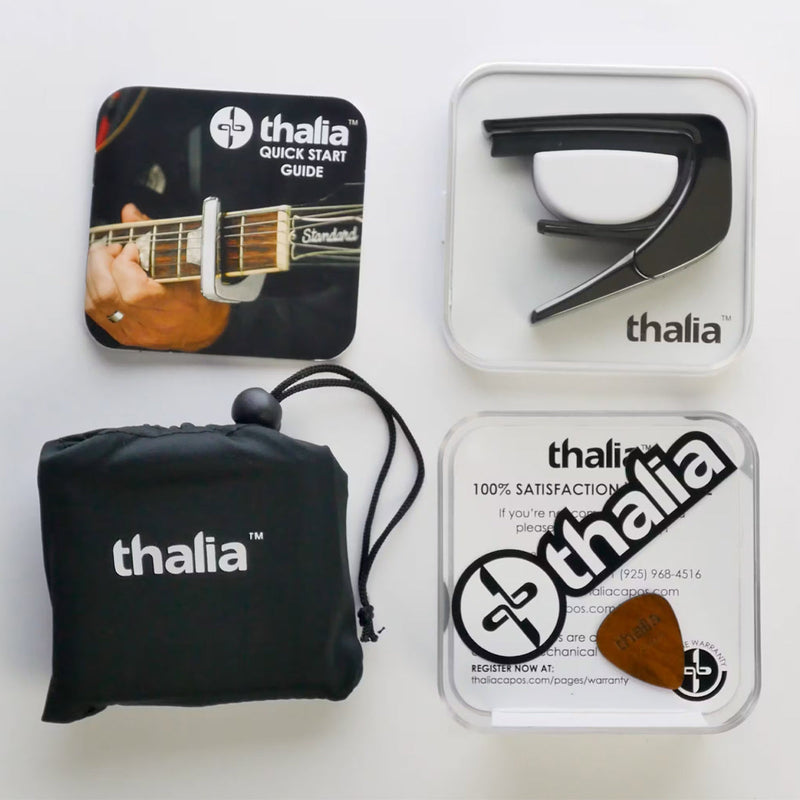 Thalia Exotic Series Shell Collection Capo ~ Black Chrome with Teal Angel Wing Inlay