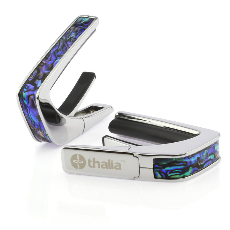 Thalia Exotic Series Shell Collection Capo ~ Chrome with Blue Abalone Inlay