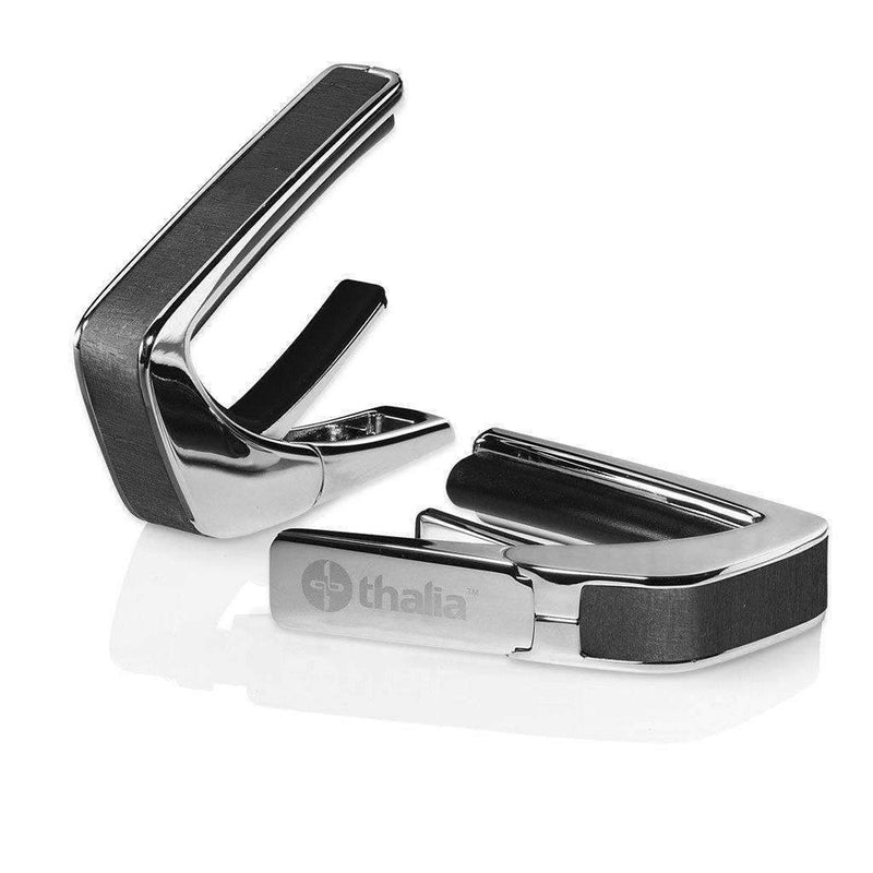 Thalia Exotic Series Shell Collection Capo ~ Chrome with Ebony Inked Inlay