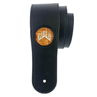 Guild® by Thalia Black Guitar Strap ~ AAA Hawaiian Koa with Guild® Pearl Logo