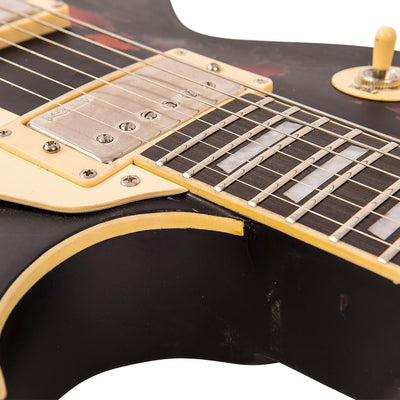 Vintage V100 ICON Electric Guitar ~ Distressed Black Over Sunburst