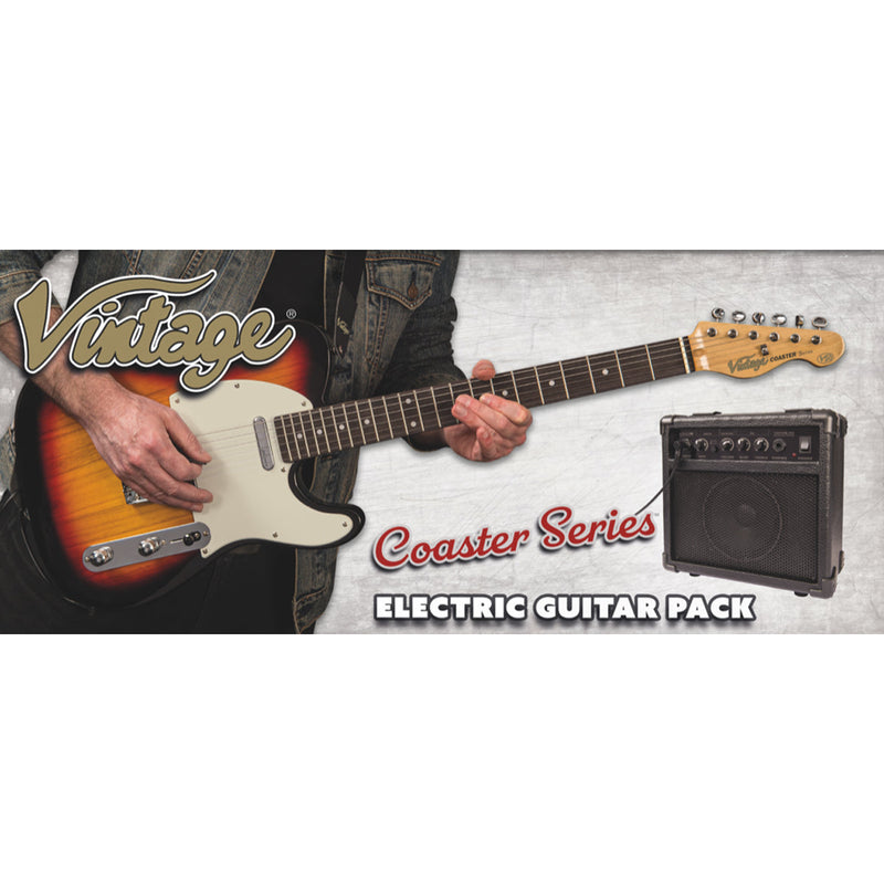 Vintage V20 Coaster Series Electric Guitar Pack ~ Boulevard Black