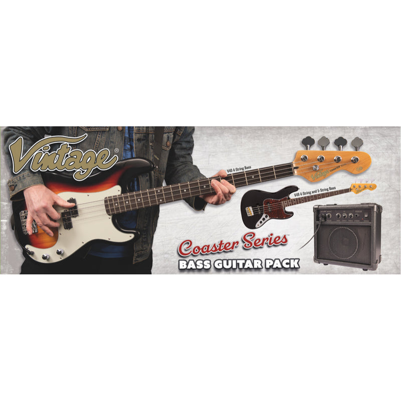 Vintage V49 Coaster Series Bass Guitar Pack ~ Vintage White