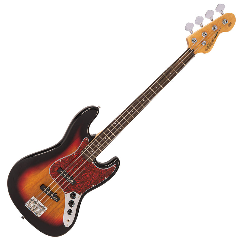 Vintage V49 Coaster Series Bass Guitar ~ 3 Tone Sunburst